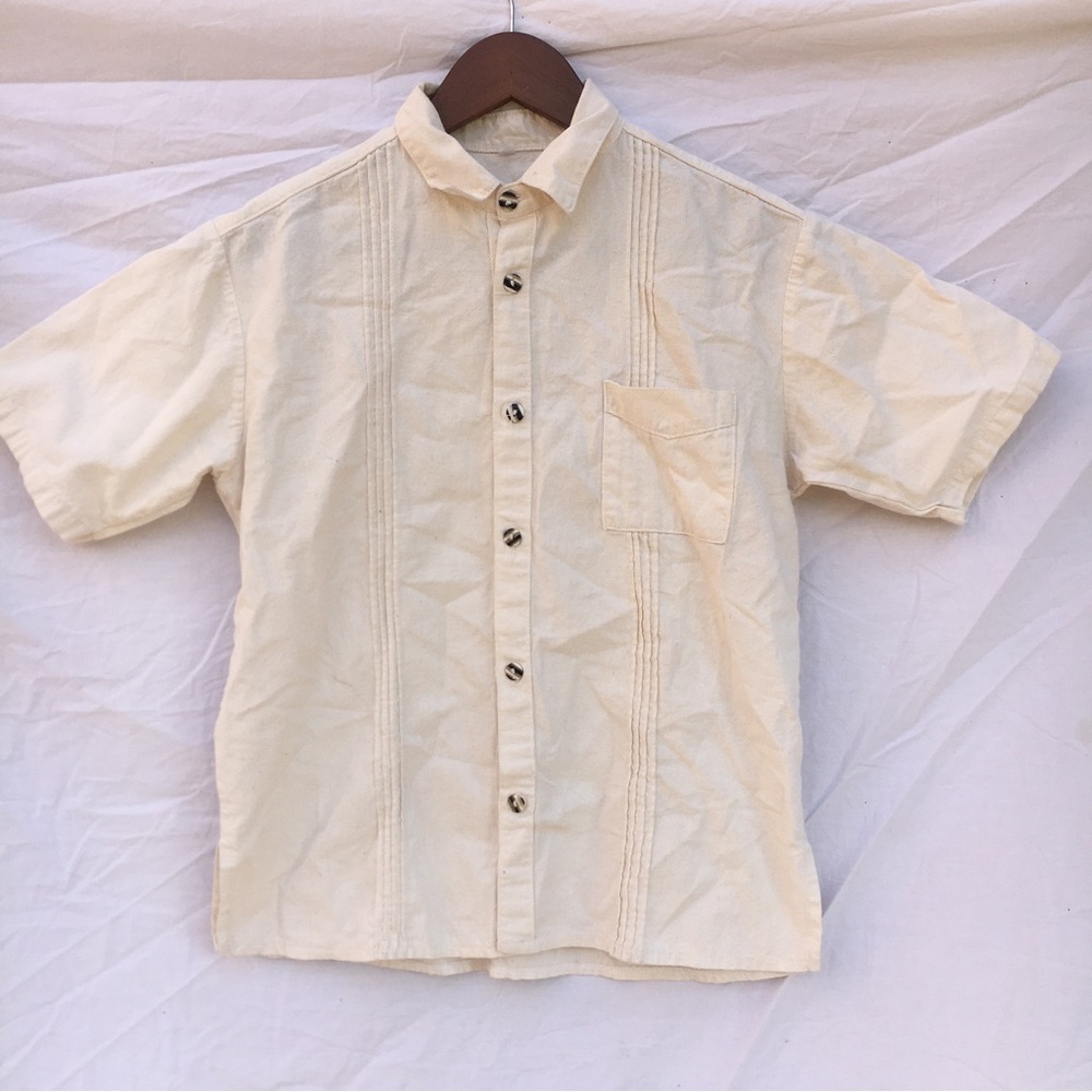 Handmade Oaxacan short-sleeve button down shirt
